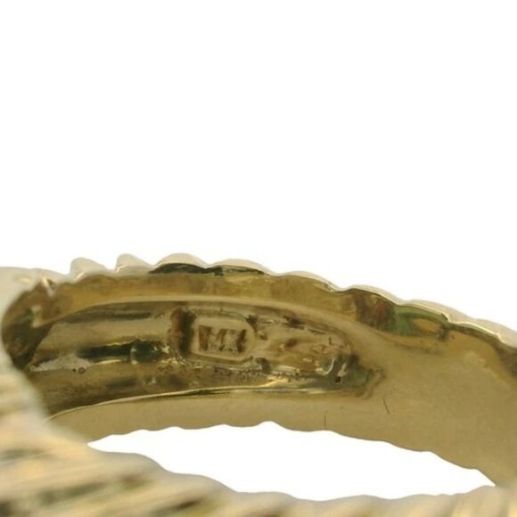 Vintage David Yurman 14kt Yellow Gold Sugarloaf Tourmaline Cable Ring Size 6.5 - Picture 6 of 7